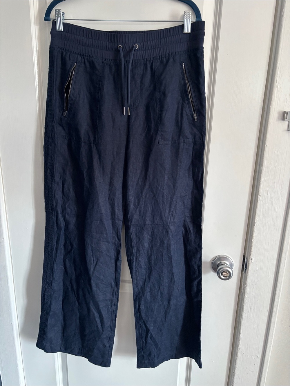 Athleta Navy Wide-Leg Drawstring Joggers